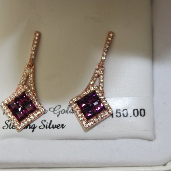 Sterling N' Ice 14k Rose Gold Over Silver Crystal Drop Earrings - Picture 1 of 6